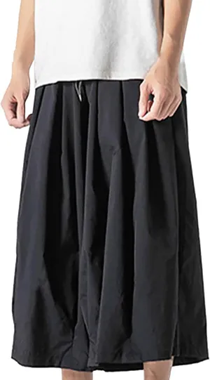 Men's Straight Wide Leg Harun Cargo Pants Neutral Gradient Casual Bell Bottoms Chinos Pants Men Slim Fit (03-Black, L)
