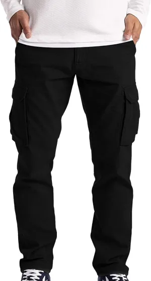 Mens Sweatpants with Pockets Big and Tall Cargo Pants Lightweight Cotton Jogger Work Pants 6 Pocket Full Outdoor Casual