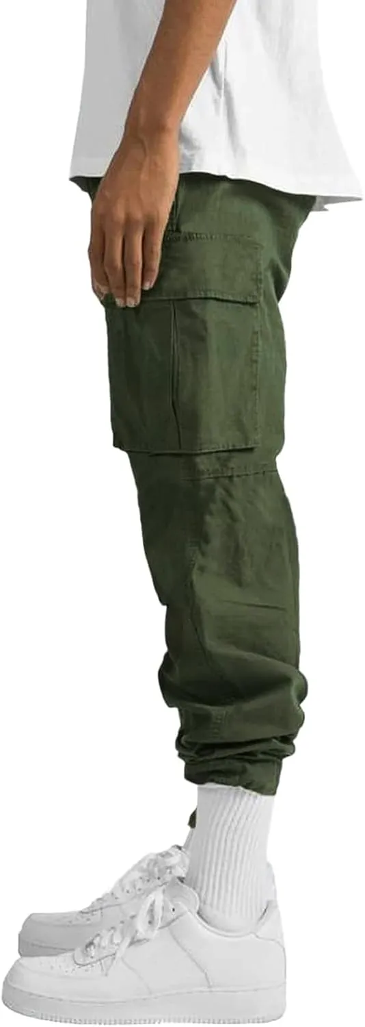 Mens Sweatpants with Pockets Big and Tall Fit Fashion Solid Color Elastic Waist Long Pants Outdoor Camping Streetwear