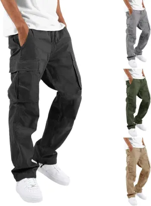 Mens Sweatpants with Pockets Big and Tall Fit Fashion Solid Color Elastic Waist Long Pants Outdoor Camping Streetwear