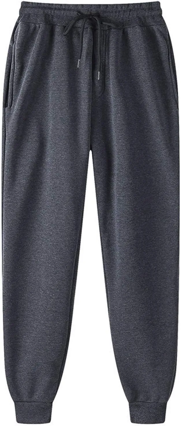 Men's Sweatpants with Pockets Drawstring Casual Fleece Joggers Loose Fit Open Bottom Athletic Cinch Bottoms for Men