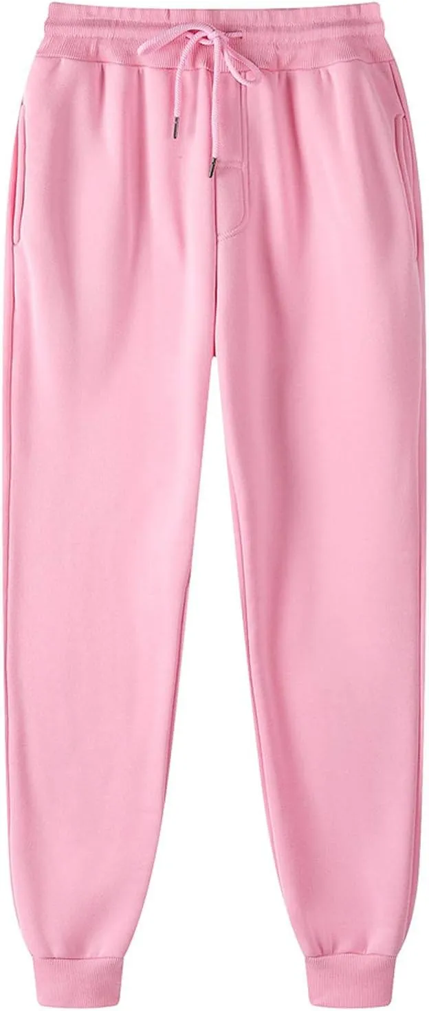 Men's Sweatpants with Pockets Drawstring Casual Fleece Joggers Loose Fit Open Bottom Athletic Cinch Bottoms for Men