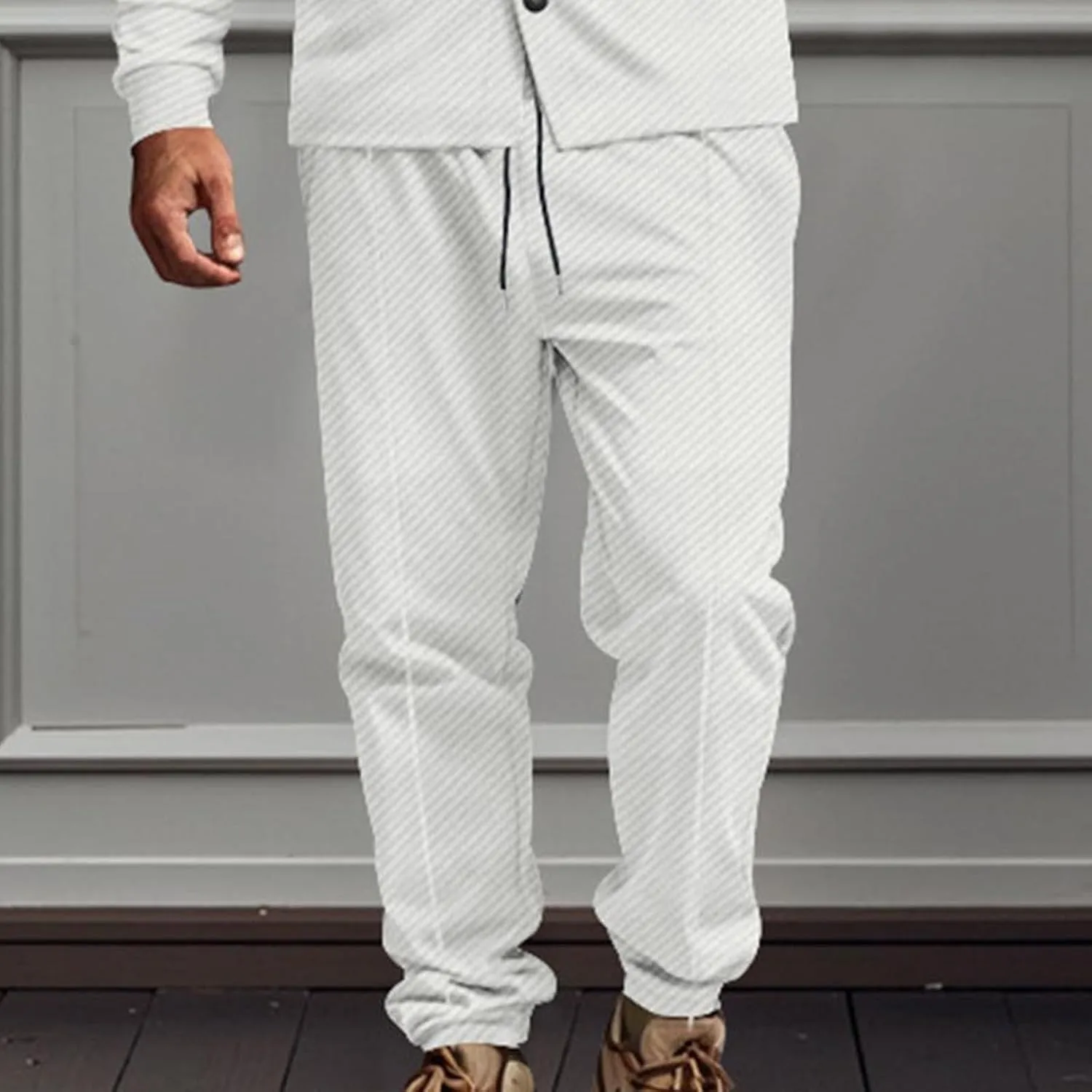 Men's Tapered Pants Lightweight Bottoms Trendy Drawstring Trousers Casual Slim Fit Comfy Sweatpants
