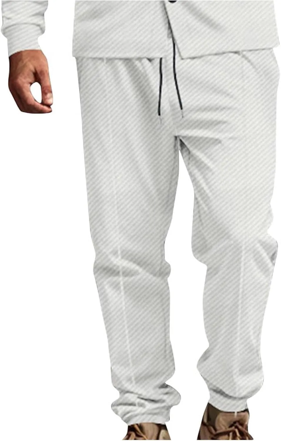 Men's Tapered Pants Lightweight Bottoms Trendy Drawstring Trousers Casual Slim Fit Comfy Sweatpants