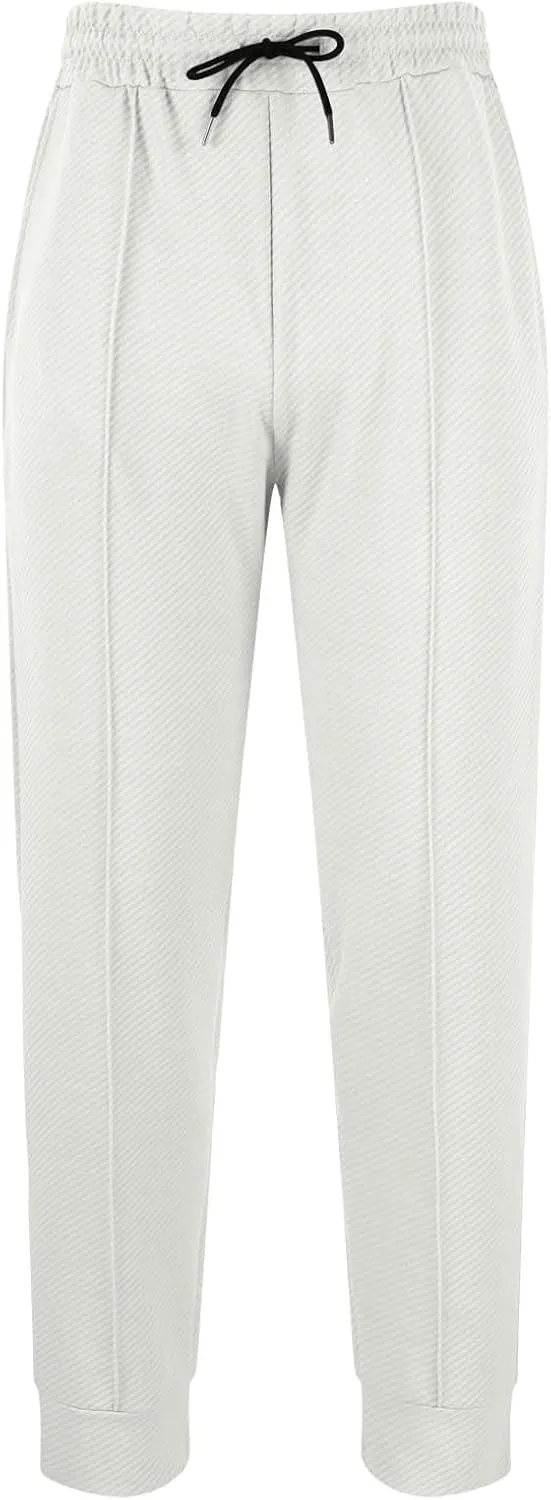 Men's Tapered Pants Lightweight Bottoms Trendy Drawstring Trousers Casual Slim Fit Comfy Sweatpants