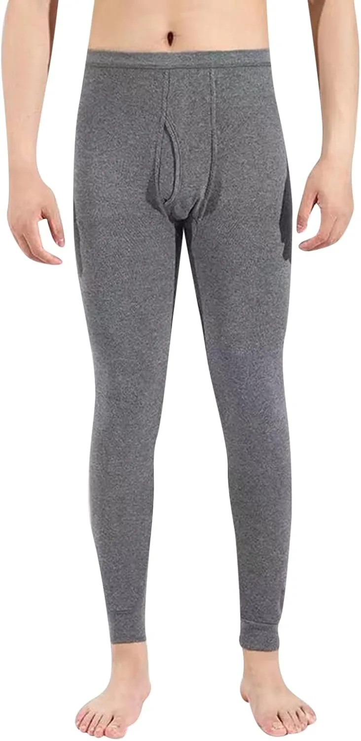 Mens Thermal Underwear Pants Lightweight Long Johns Bottoms Elastic Waist Thermal Leggings for Men Cold Weather