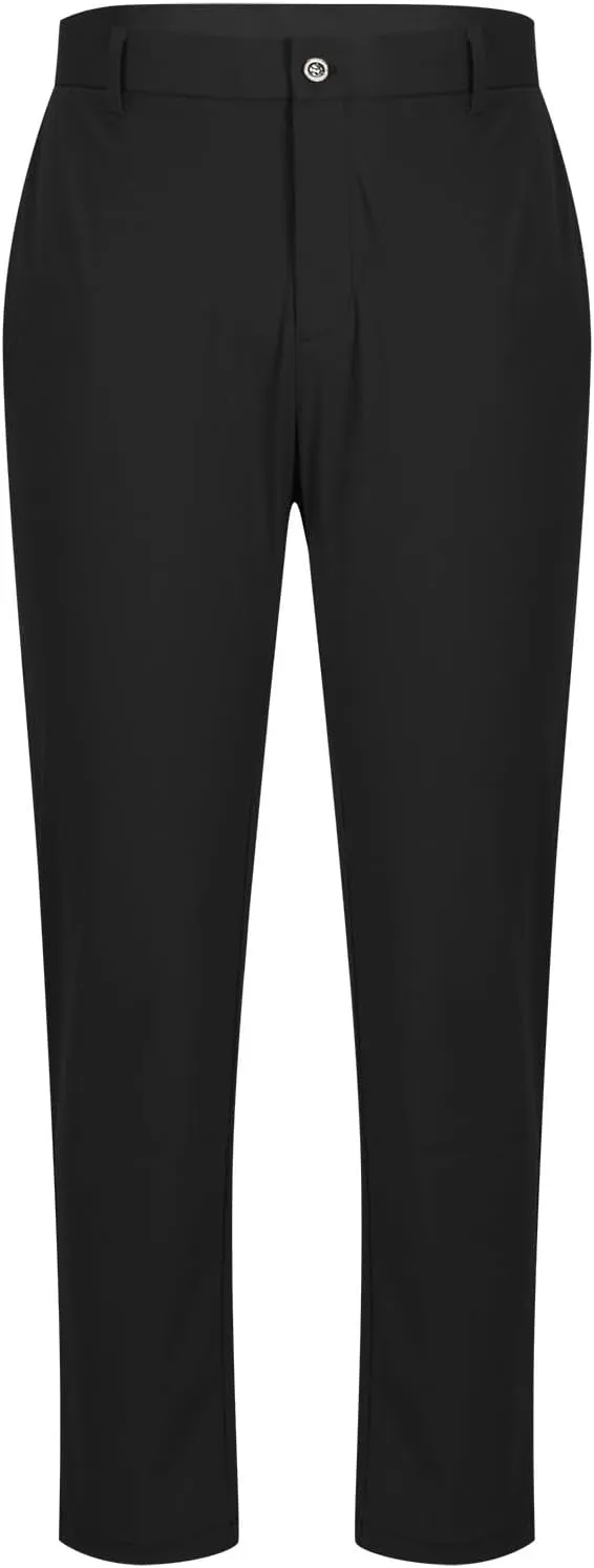 Men's Zipper Suit Pants Solid Color Straight Slim Fit Business Pants Lightweight Comfort Trousers with Pockets