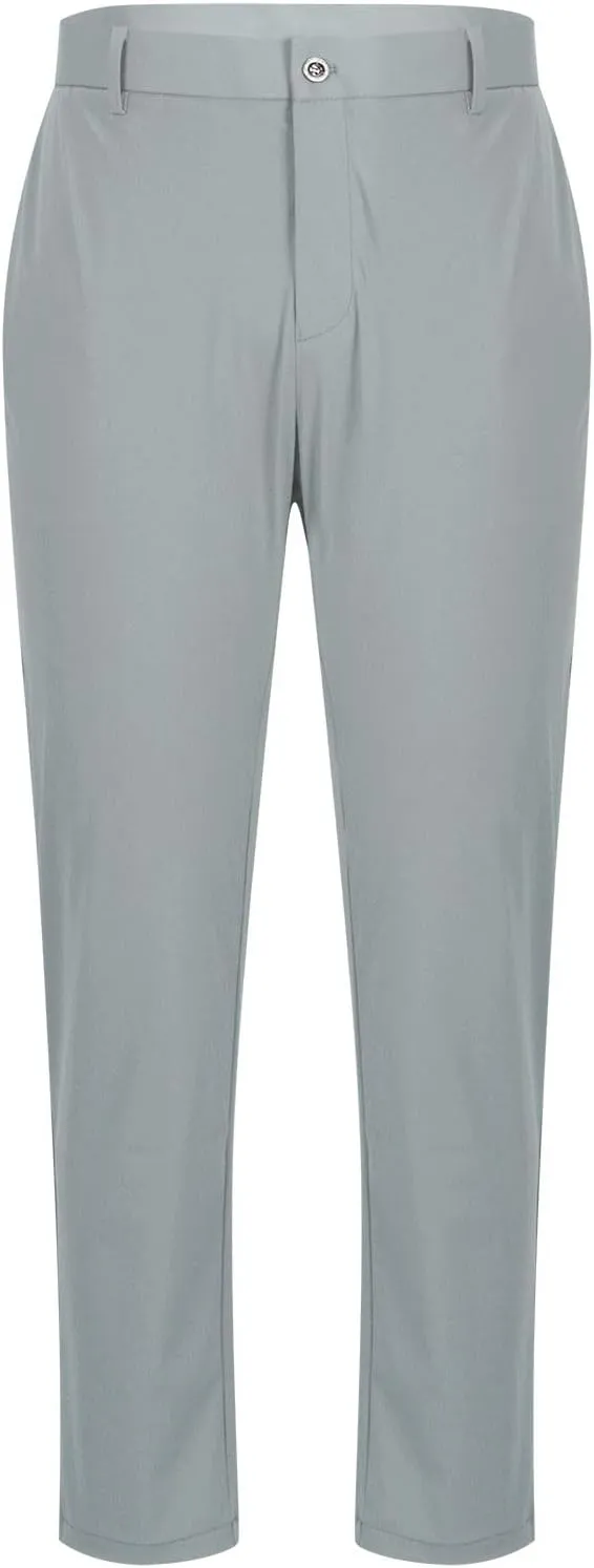 Men's Zipper Suit Pants Solid Color Straight Slim Fit Business Pants Lightweight Comfort Trousers with Pockets