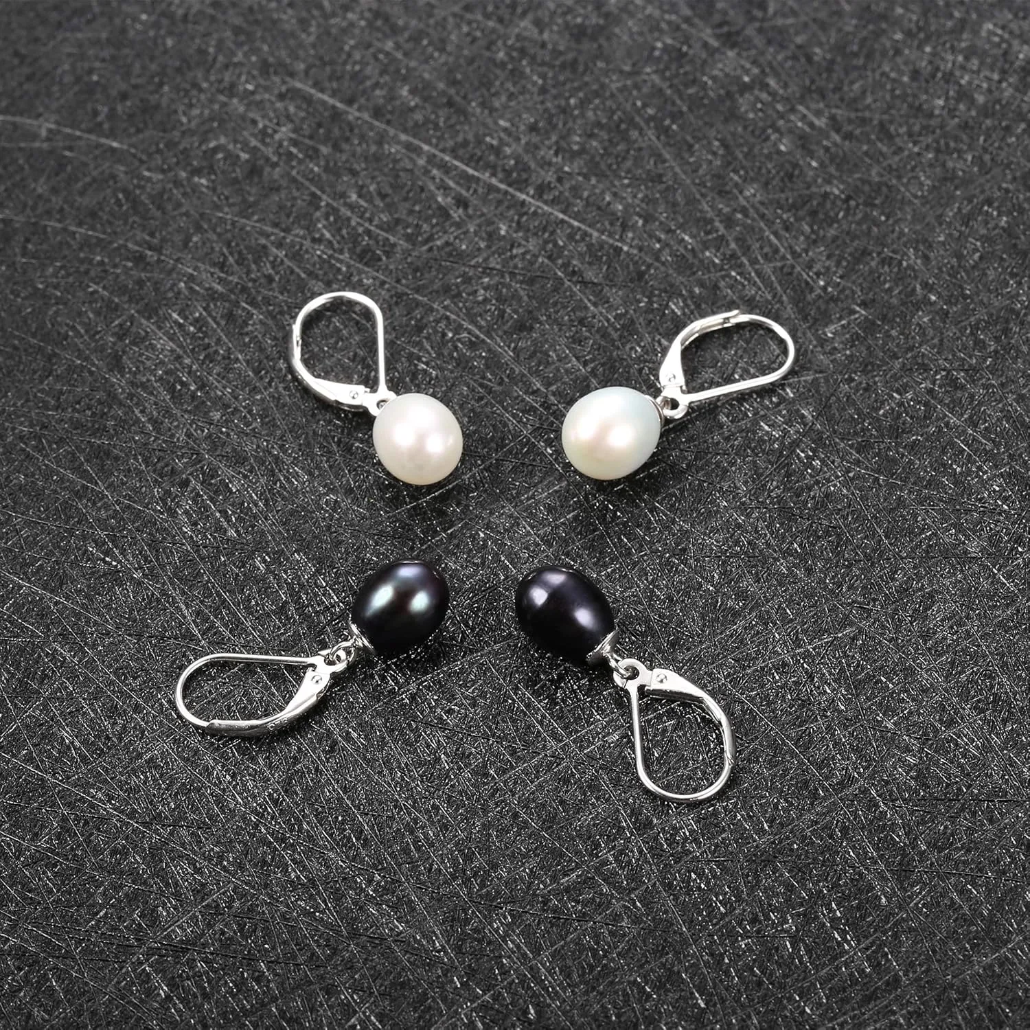 Milacolato 925 Sterling Silver Pearl Dangle Earrings for Women 14K White Gold Plated Leverback Earrings AAAAA Quality Genuine Freshwater Cultured Pearl Drop Earrings