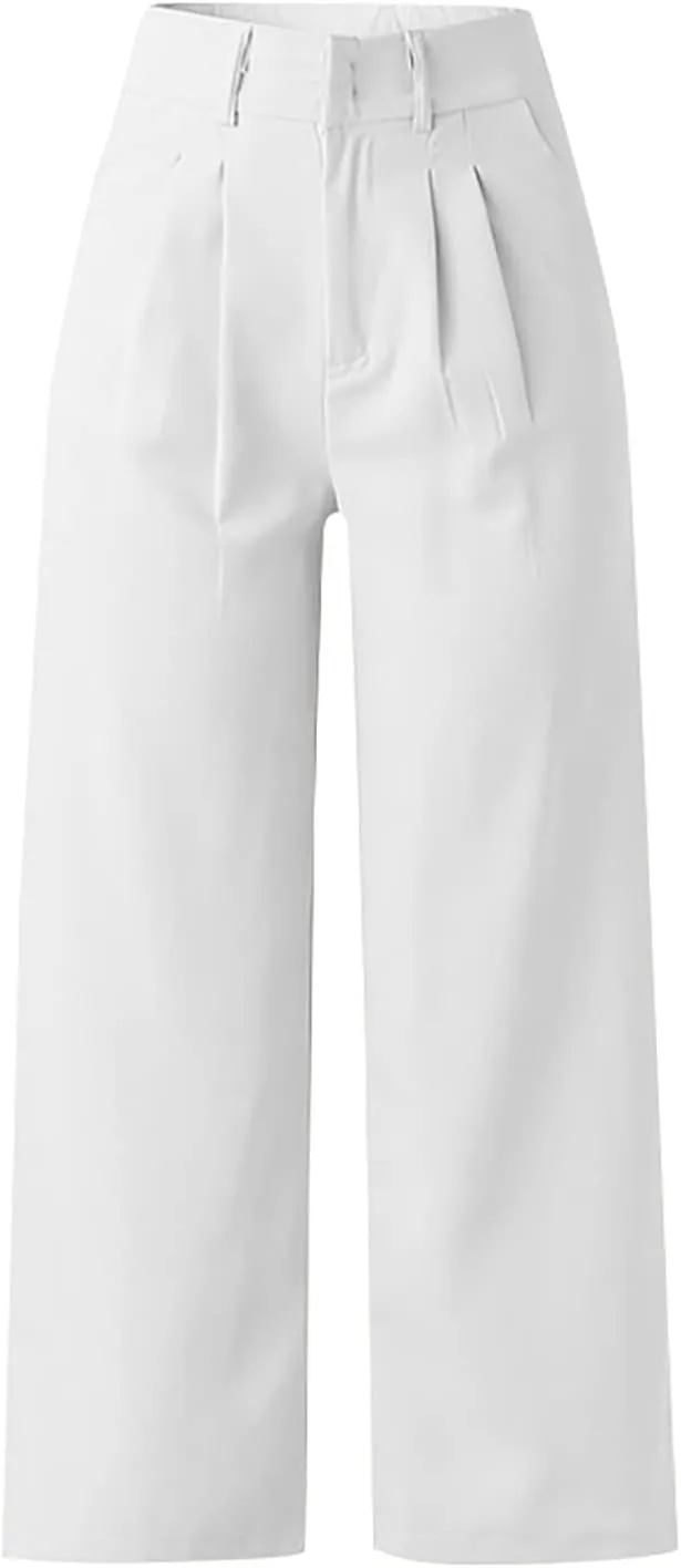 Mmoneyake Wide Leg Pants for Women High Waist Straight Drape Casual Business Dress Pants Work Office Trousers with Pockets