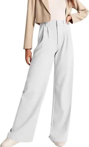 Mmoneyake Wide Leg Pants for Women High Waist Straight Drape Casual Business Dress Pants Work Office Trousers with Pockets