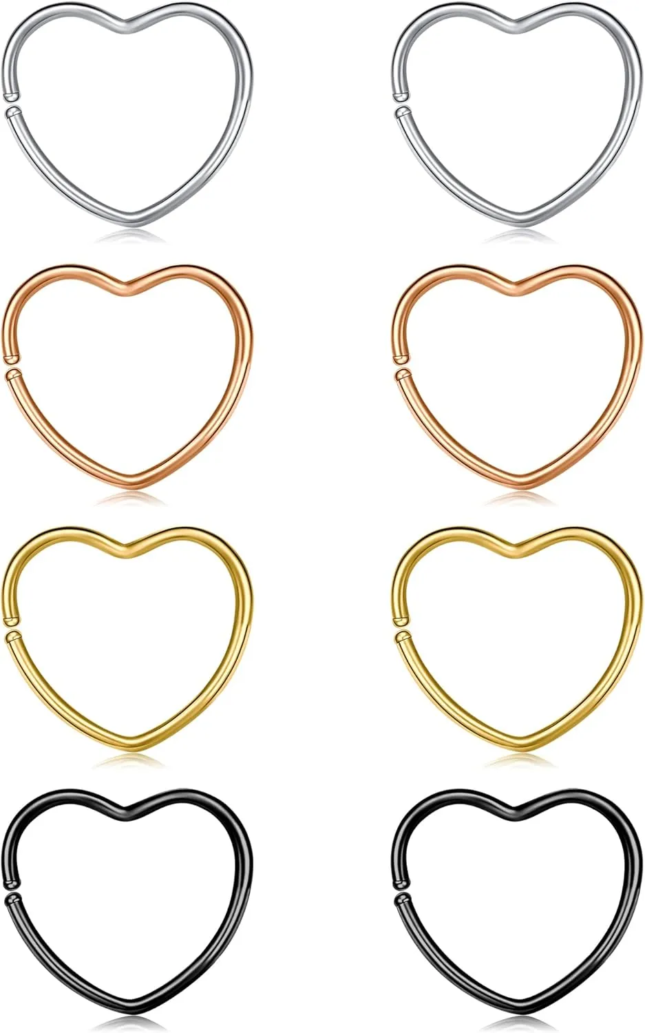 MODRSA Double Nose Ring 20g Hoops 20 Gauge Surgical Steel Double Nose Hoop for Single Piercing 8mm 10mm