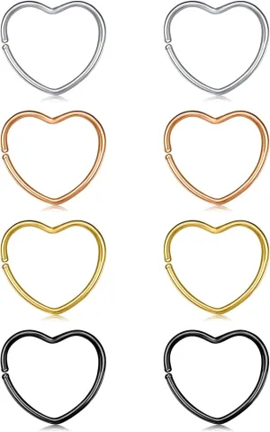 MODRSA Double Nose Ring 20g Hoops 20 Gauge Surgical Steel Double Nose Hoop for Single Piercing 8mm 10mm