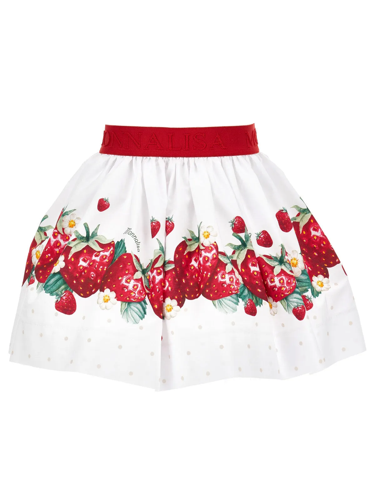 Monnalisa poplin skirt with strawberry print