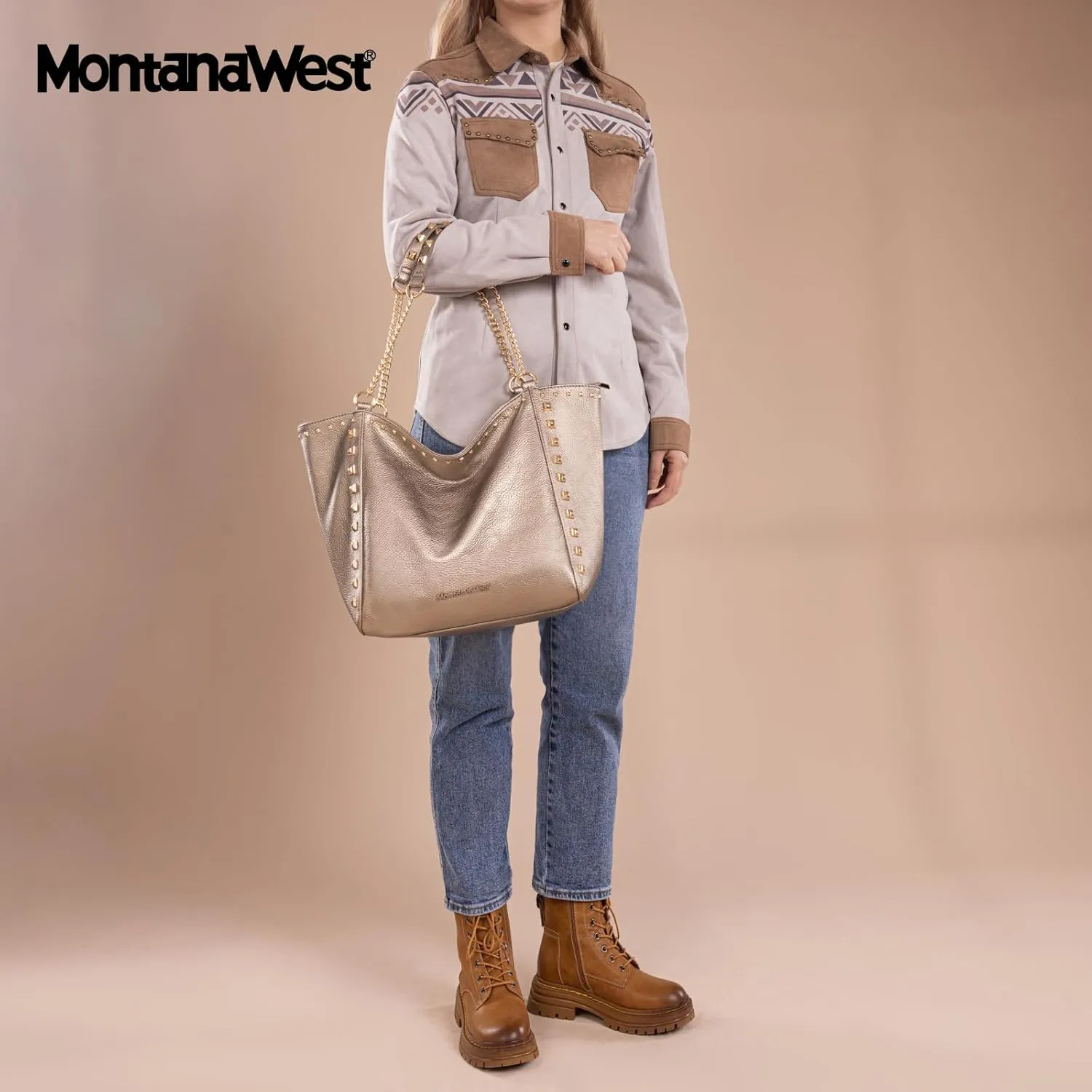 Montana West Large Tote Bag for Women Oversized Shoulder Purses with Chain Handbags