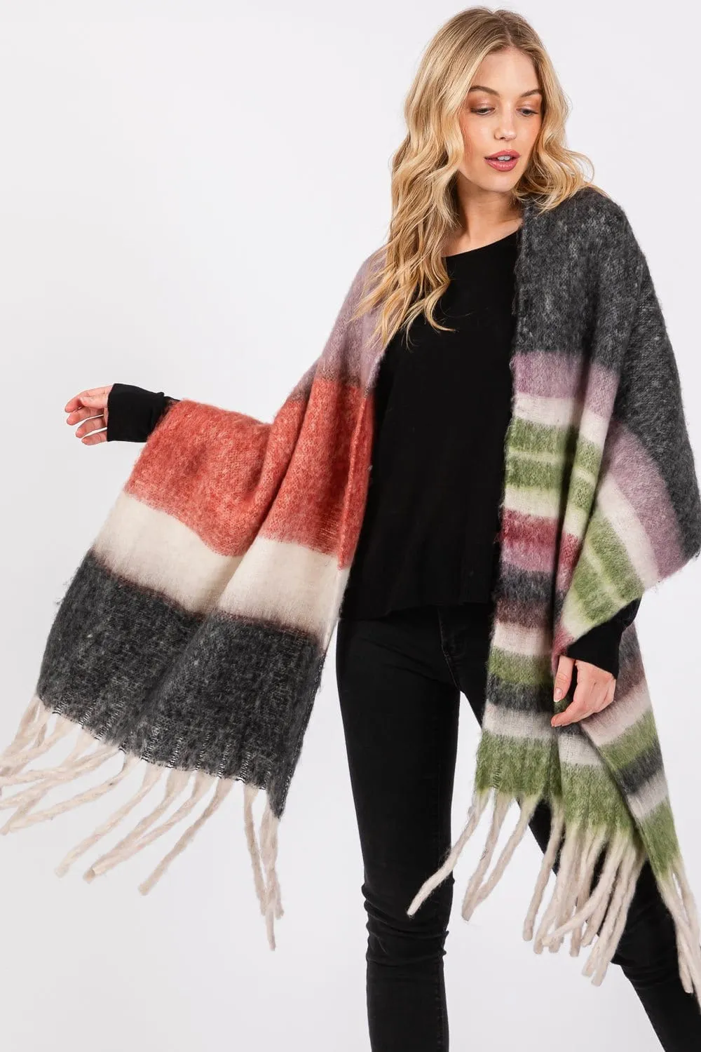 MS0390 Claudia Brushed Multi Color Stripe Scarf