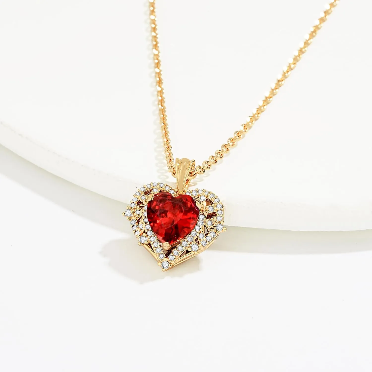 MTMY Layered Heart Necklaces for Women Stackable 14K Gold Plated Chain Necklace Layering CZ Heart Pendant Choker Necklaces Trendy Jewelry Set Gifts