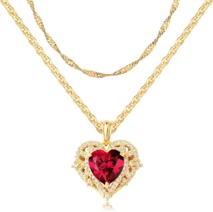MTMY Layered Heart Necklaces for Women Stackable 14K Gold Plated Chain Necklace Layering CZ Heart Pendant Choker Necklaces Trendy Jewelry Set Gifts
