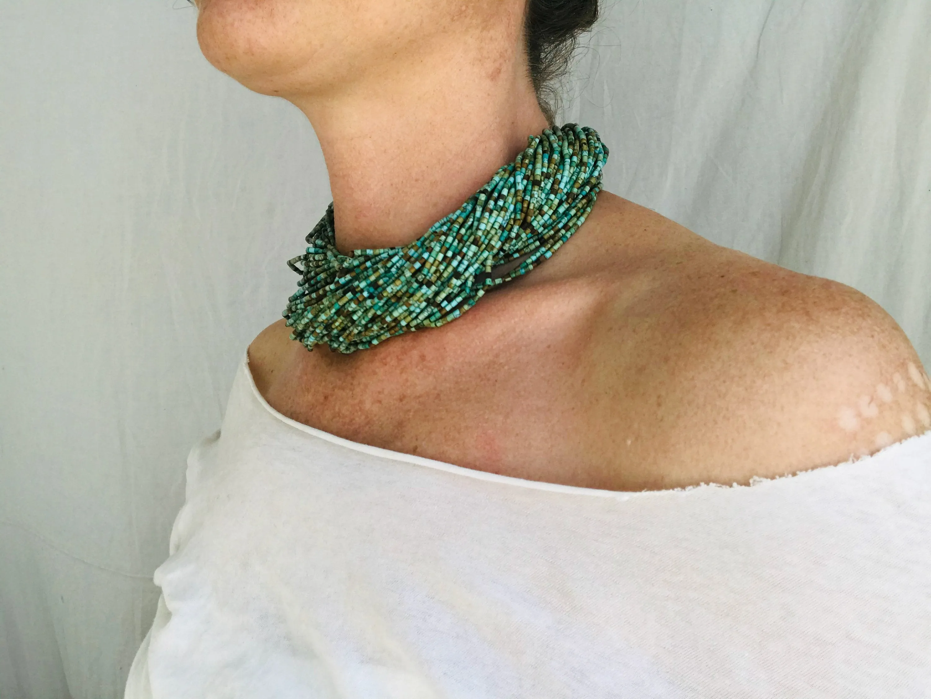 Multi-Strand Howlite Necklace. Sterling Silver.