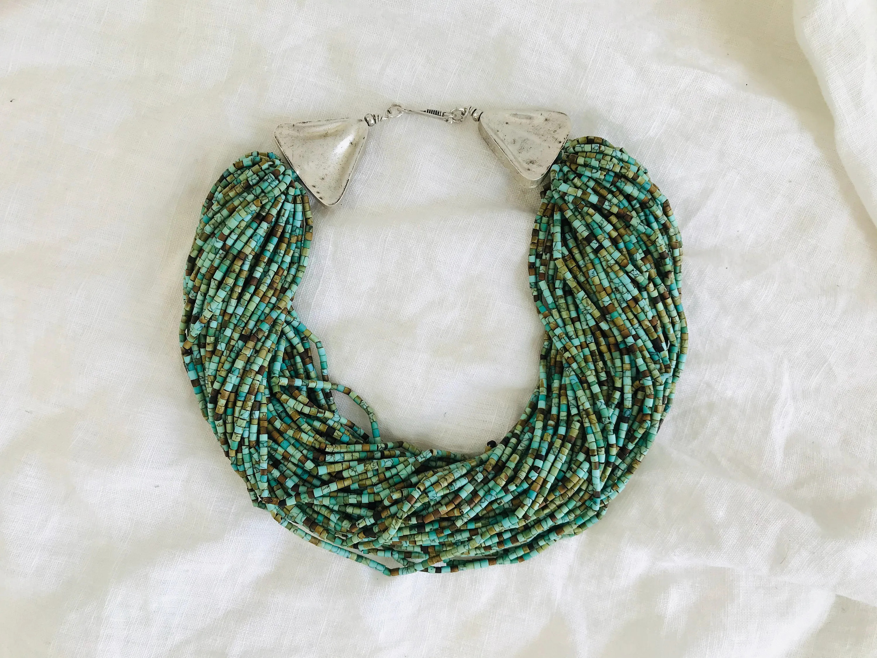 Multi-Strand Howlite Necklace. Sterling Silver.