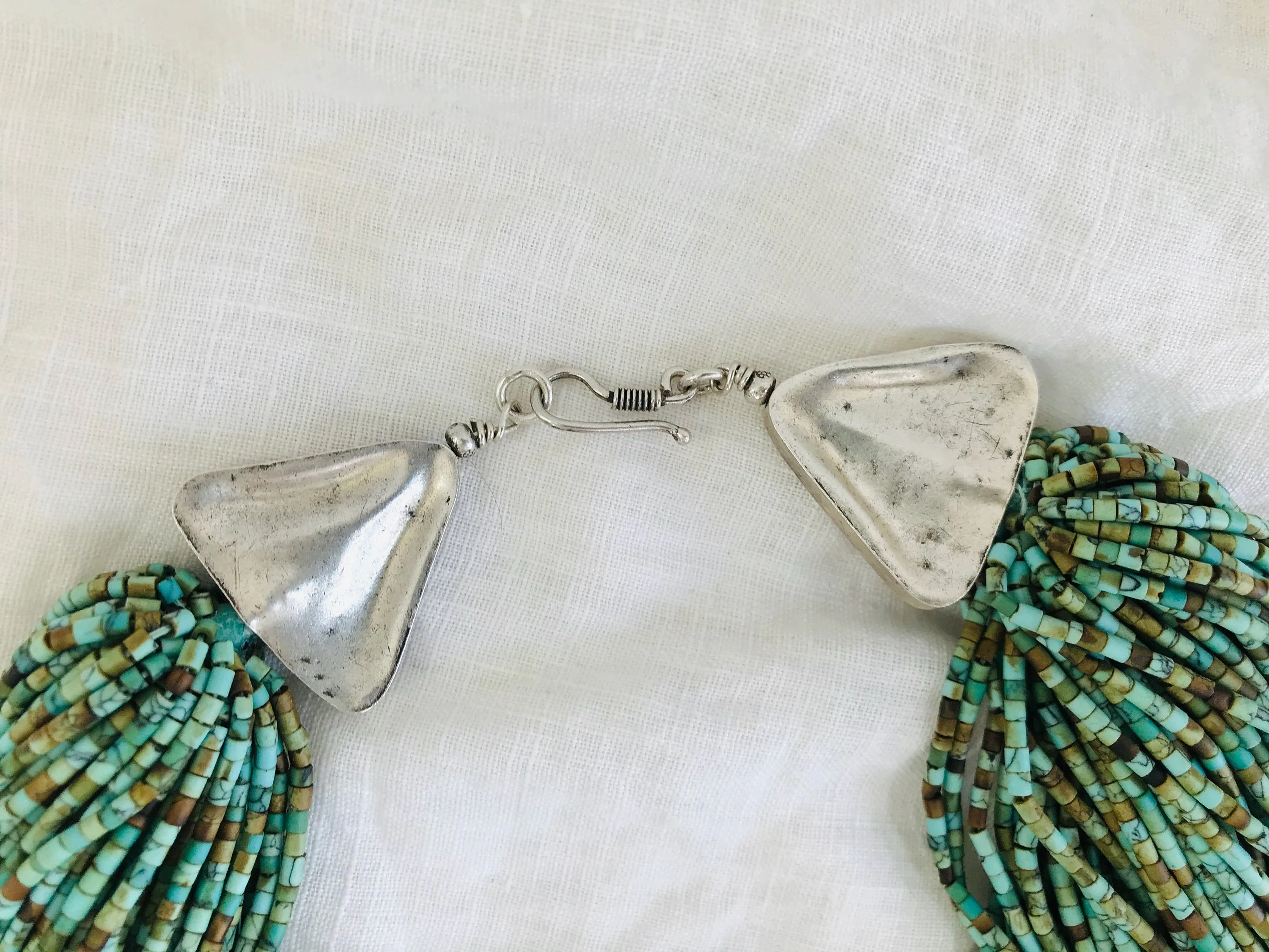 Multi-Strand Howlite Necklace. Sterling Silver.