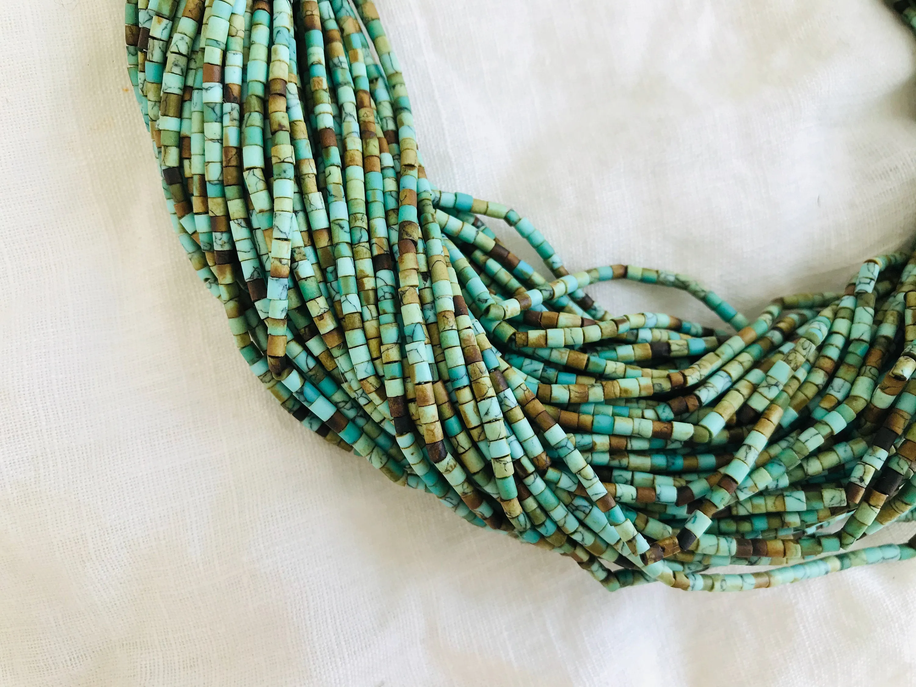 Multi-Strand Howlite Necklace. Sterling Silver.