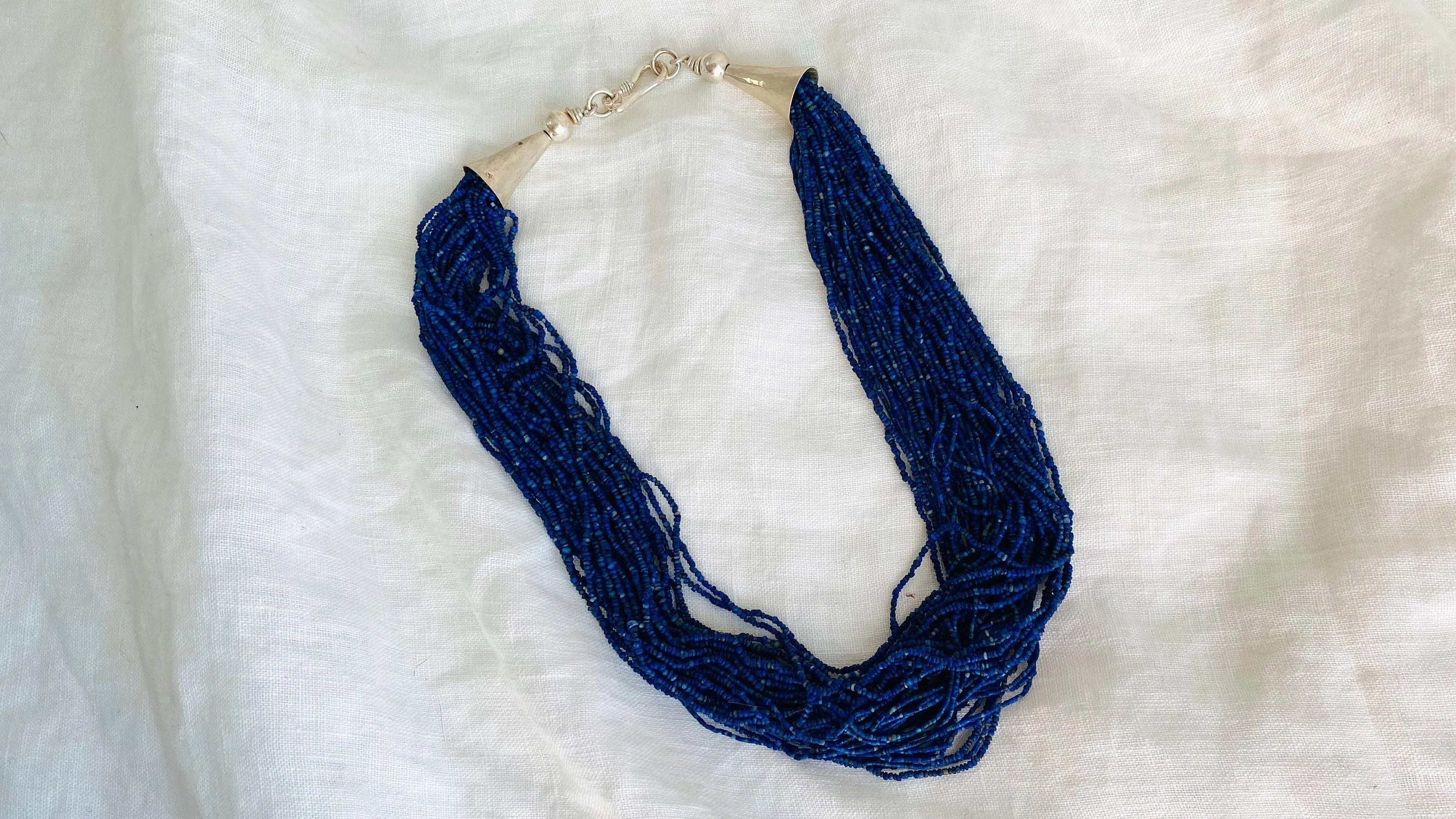 Multi-Strand Lapis Lazuli Necklace. Sterling Silver. 1235