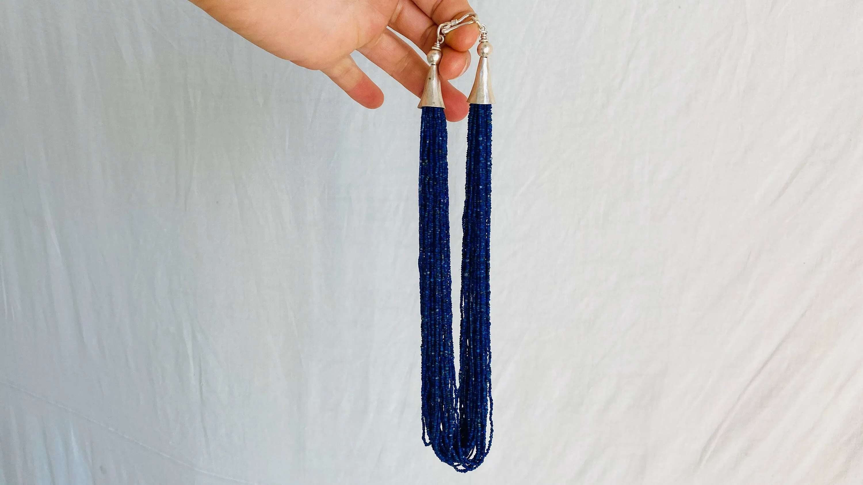 Multi-Strand Lapis Lazuli Necklace. Sterling Silver. 1235