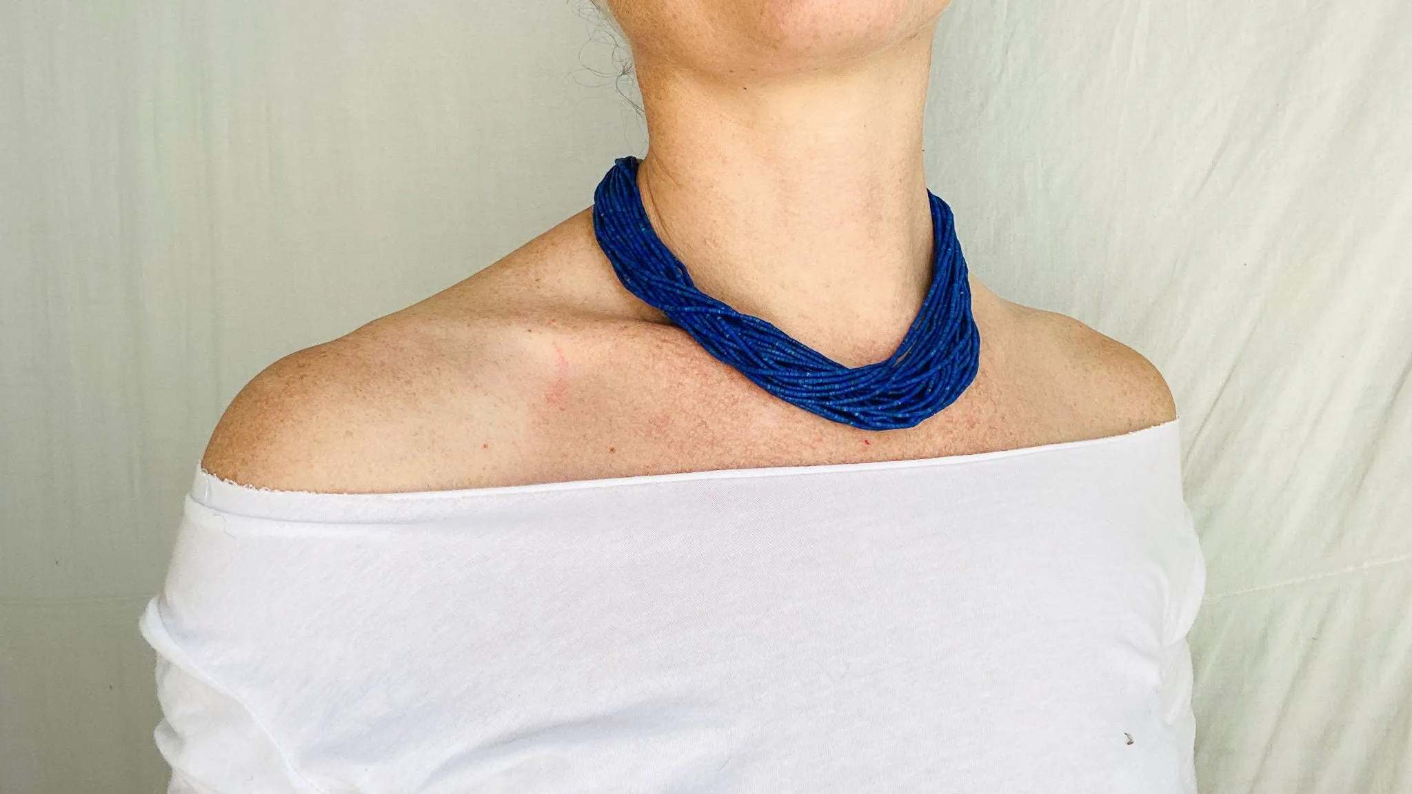Multi-Strand Lapis Lazuli Necklace. Sterling Silver.
