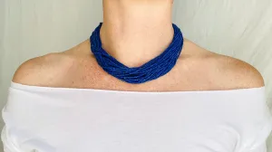 Multi-Strand Lapis Lazuli Necklace. Sterling Silver.