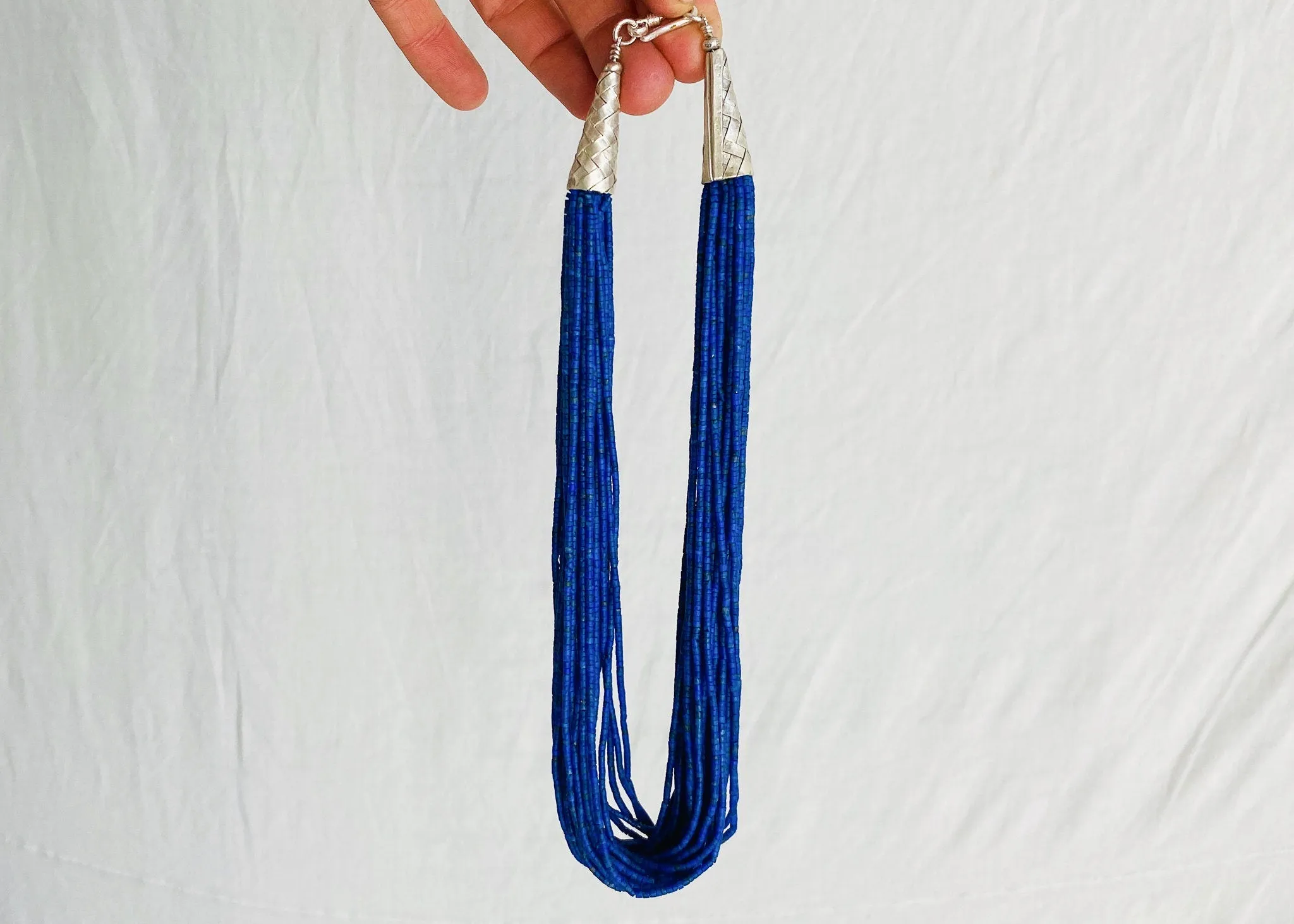 Multi-Strand Lapis Lazuli Necklace. Sterling Silver.