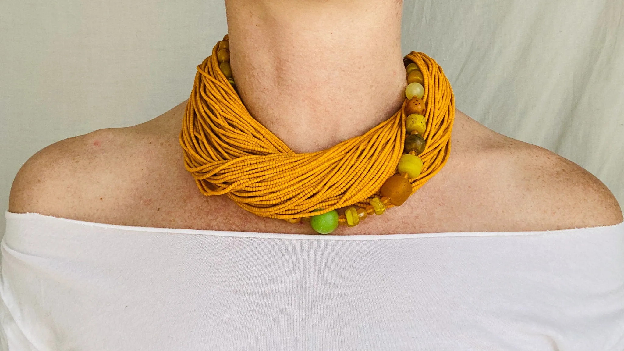 Multi-Strand Necklace. Mustard!