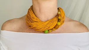 Multi-Strand Necklace. Mustard!