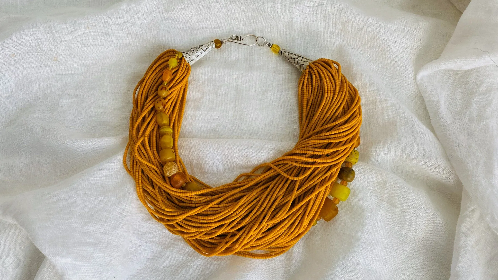 Multi-Strand Necklace. Mustard!