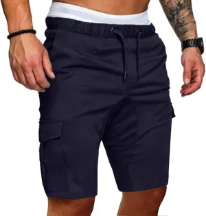 Muscularfit 6 Inch Inseam Shorts Men Cotton Linen Shorts with Pockets Slim Fit Drawstring Elastic Waist Summer Beach Shorts
