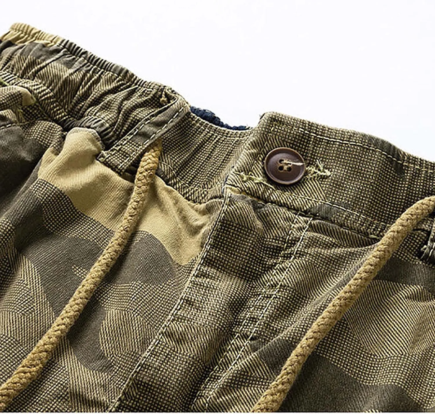 Muscularfit Big and Tall Cargo Shorts for Men 2023 Casual Drawstring Elastic Waist Tooling Shorts 7" Inseam Waistband Shorts