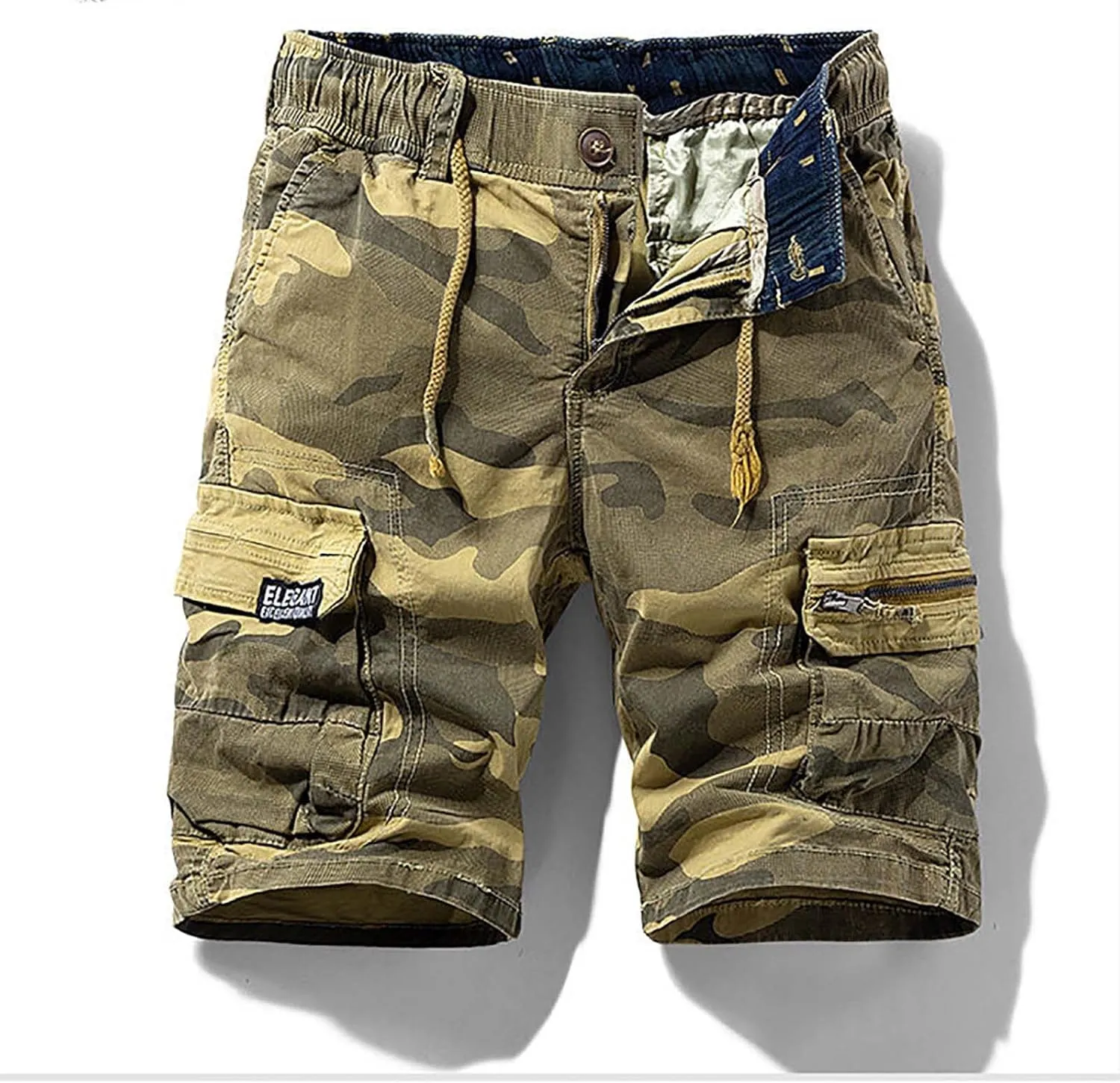 Muscularfit Big and Tall Cargo Shorts for Men 2023 Casual Drawstring Elastic Waist Tooling Shorts 7" Inseam Waistband Shorts
