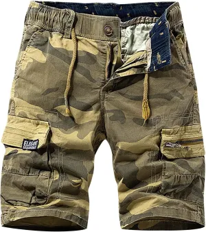 Muscularfit Big and Tall Cargo Shorts for Men 2023 Casual Drawstring Elastic Waist Tooling Shorts 7" Inseam Waistband Shorts