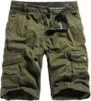 Muscularfit Big and Tall Shorts for Men 2023 Buckle Zipper Multi Pockets Cotton Cargo Shorts Trendy Fashion Tooling Shorts