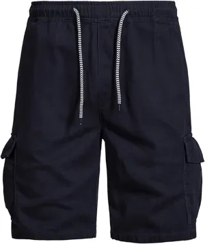 Muscularfit Slim Fit Shorts Men 2023 Causal Drawstring Elastic Waist Cargo Shorts 5" Inseam Pleat Front Summer Beach Shorts