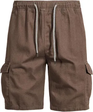 Muscularfit Slim Fit Shorts Men 2023 Causal Drawstring Elastic Waist Cargo Shorts 5" Inseam Pleat Front Summer Beach Shorts