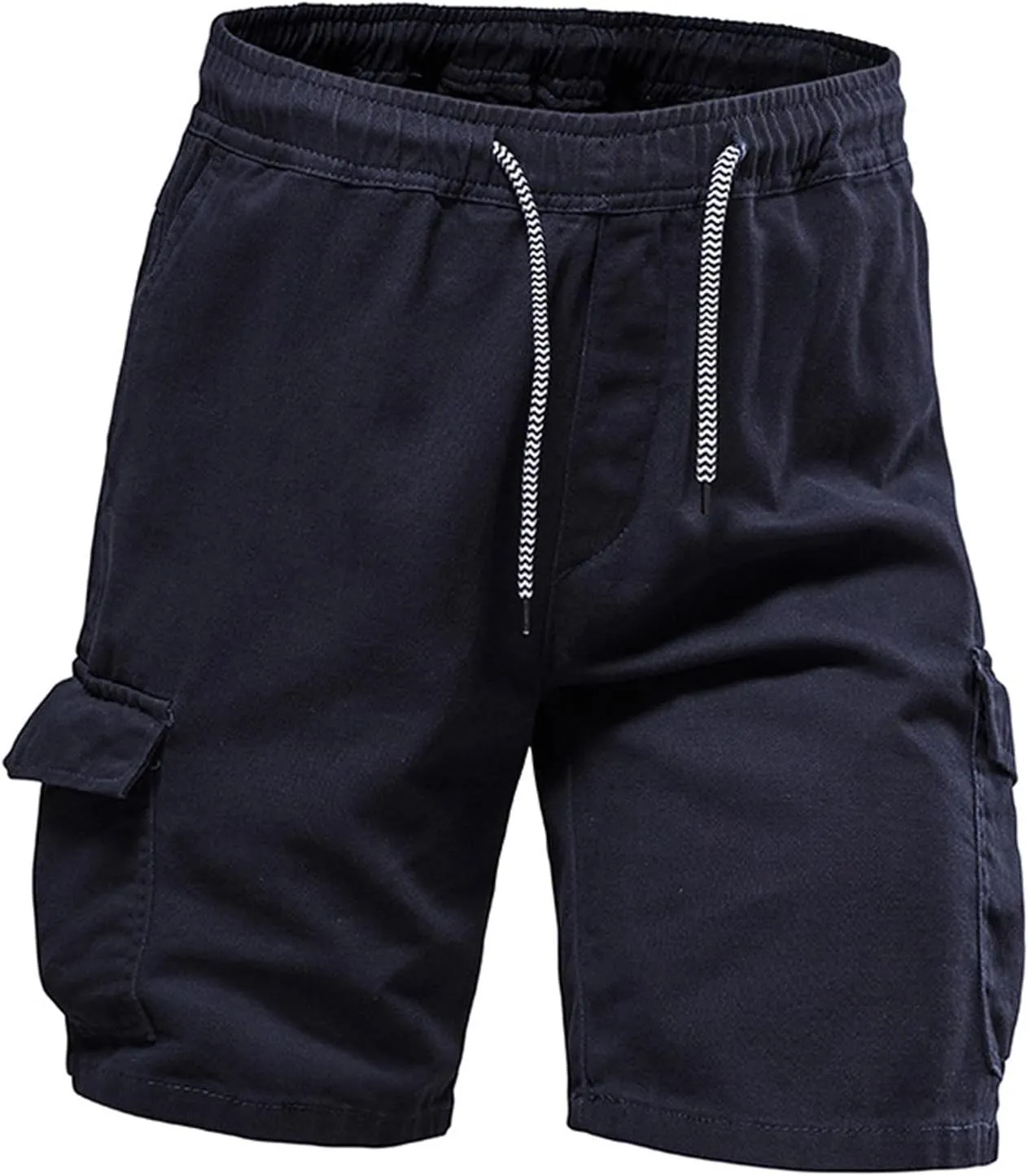 Muscularfit Slim Fit Shorts Men 2023 Causal Drawstring Elastic Waist Cargo Shorts 5" Inseam Pleat Front Summer Beach Shorts