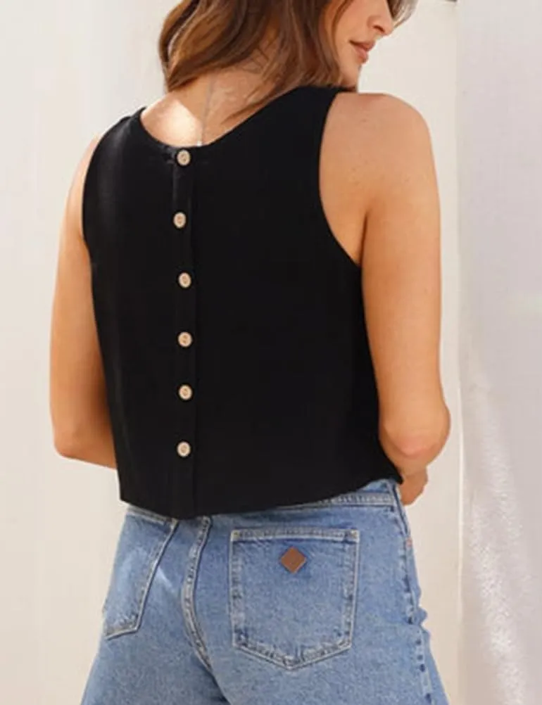 Mywinway Linen Tank Tops for Women Cotton Summer Sleeveless Cropped Casual Fashion Cute Tops