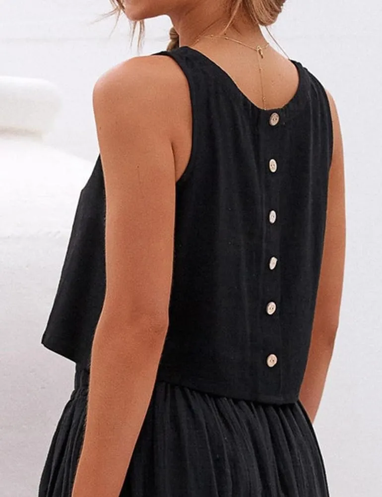 Mywinway Linen Tank Tops for Women Cotton Summer Sleeveless Cropped Casual Fashion Cute Tops
