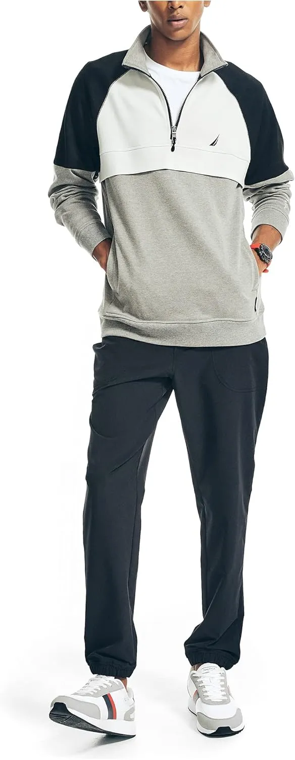Nautica Men's Navtech Quarter-Zip Color Block Sweater