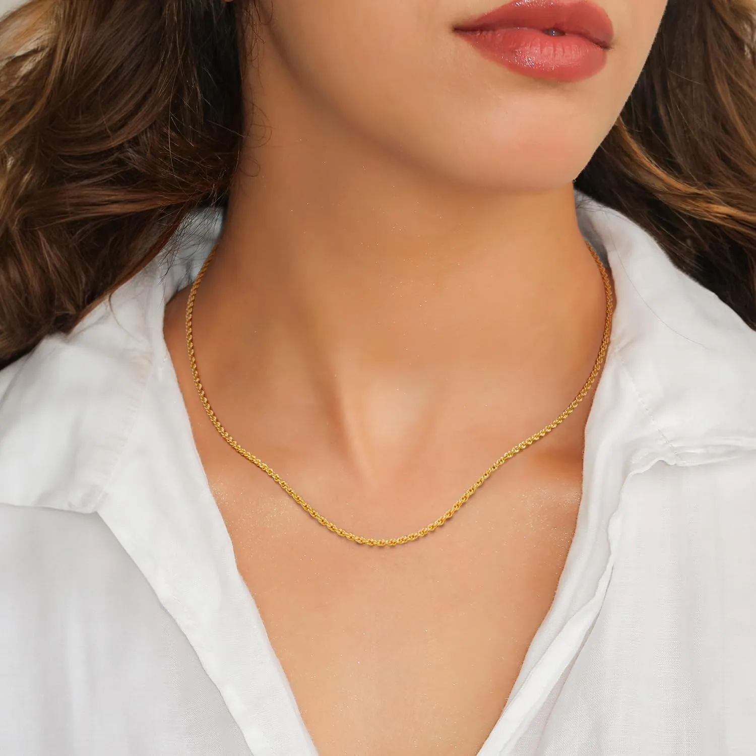 Necklaces 14k Gold Necklace for Women & Men 1.5mm Rope Chain for Women Dainty Gold Chain for Men Non-Tarnish Necklace Unisex Sizes 16-26 Inches
