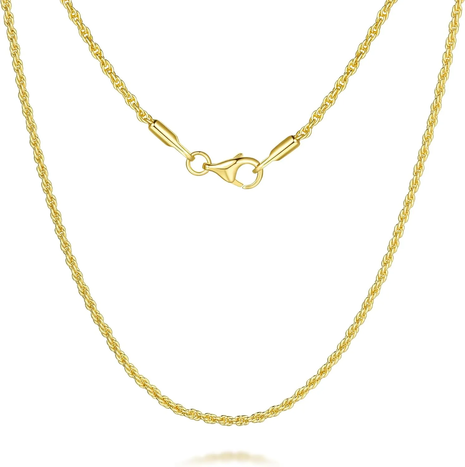 Necklaces 14k Gold Necklace for Women & Men 1.5mm Rope Chain for Women Dainty Gold Chain for Men Non-Tarnish Necklace Unisex Sizes 16-26 Inches