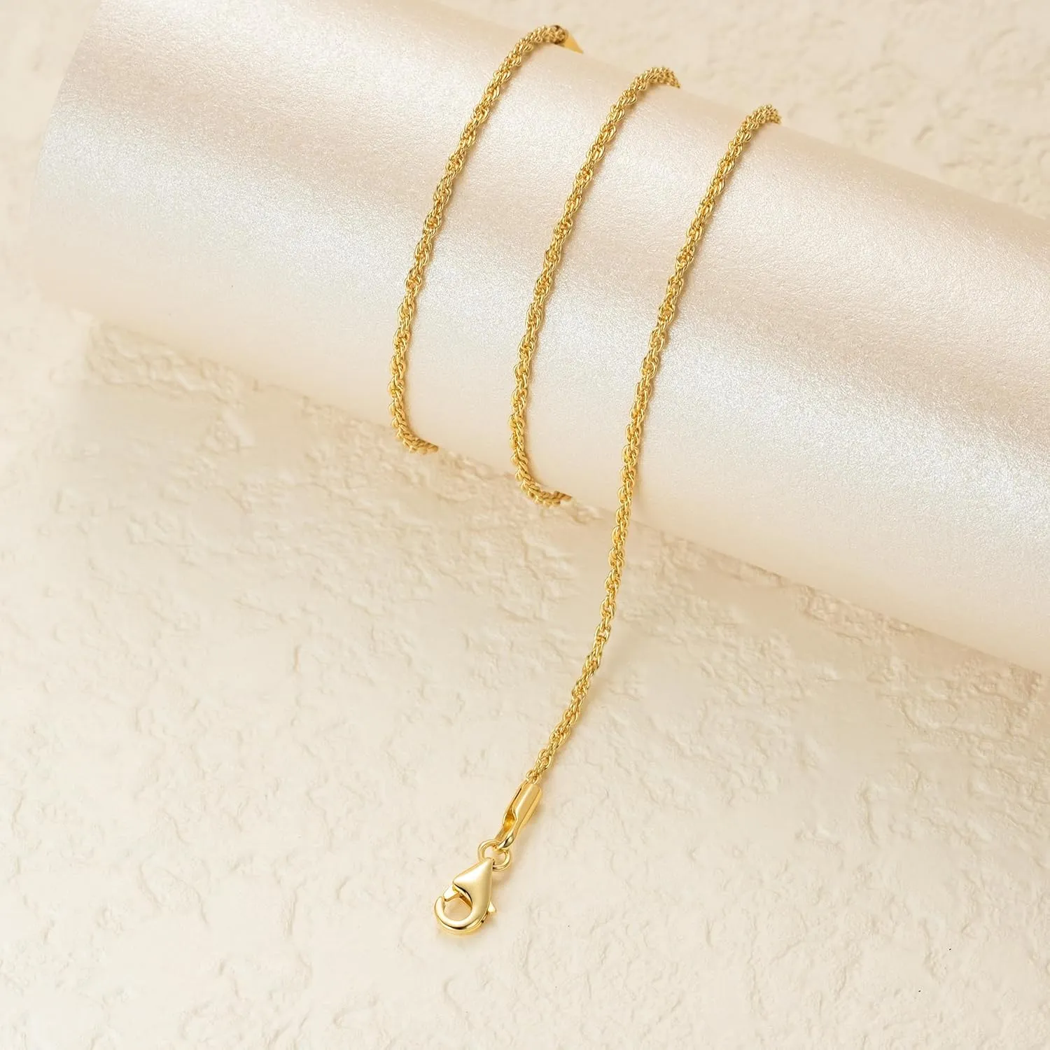 Necklaces 14k Gold Necklace for Women & Men 1.5mm Rope Chain for Women Dainty Gold Chain for Men Non-Tarnish Necklace Unisex Sizes 16-26 Inches