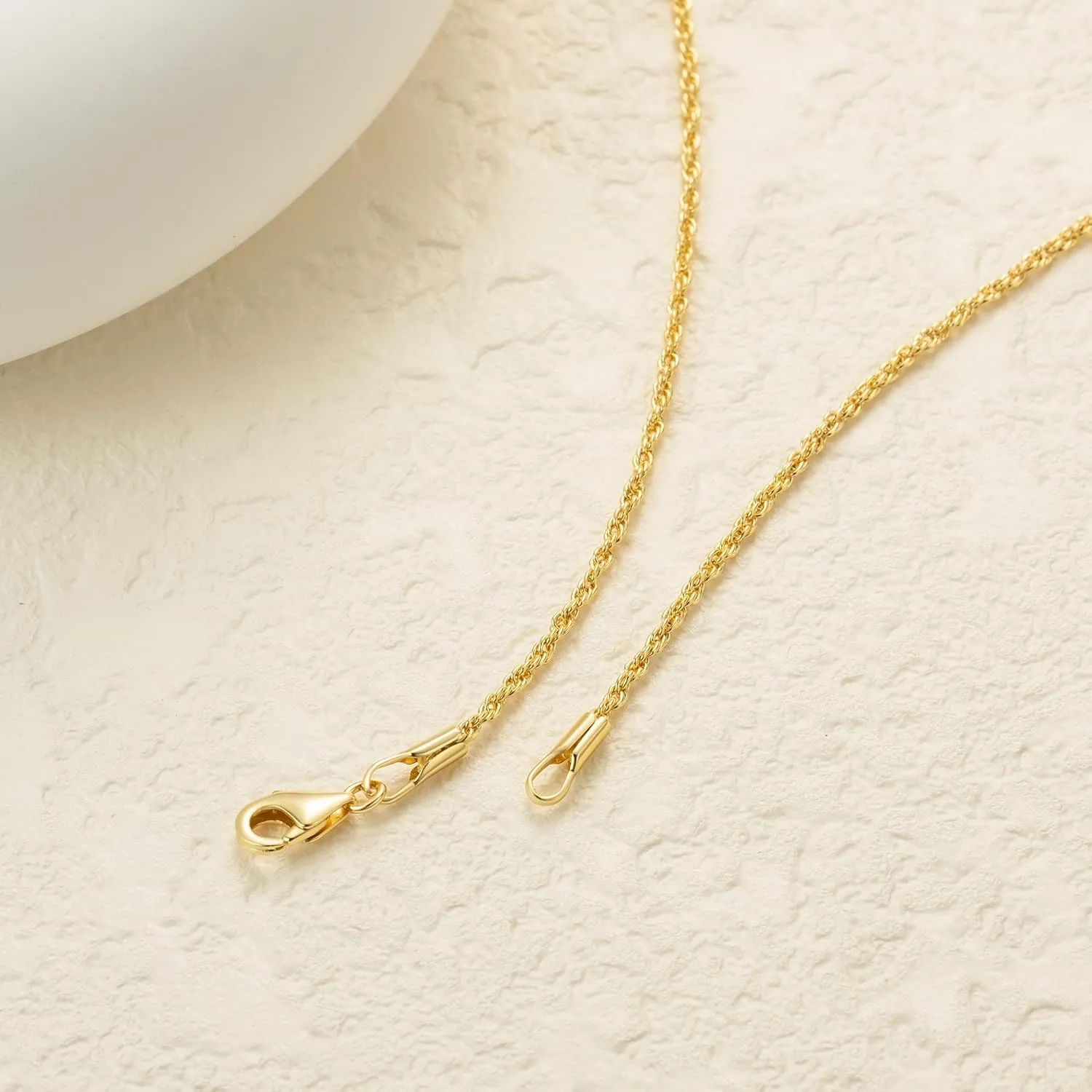 Necklaces 14k Gold Necklace for Women & Men 1.5mm Rope Chain for Women Dainty Gold Chain for Men Non-Tarnish Necklace Unisex Sizes 16-26 Inches