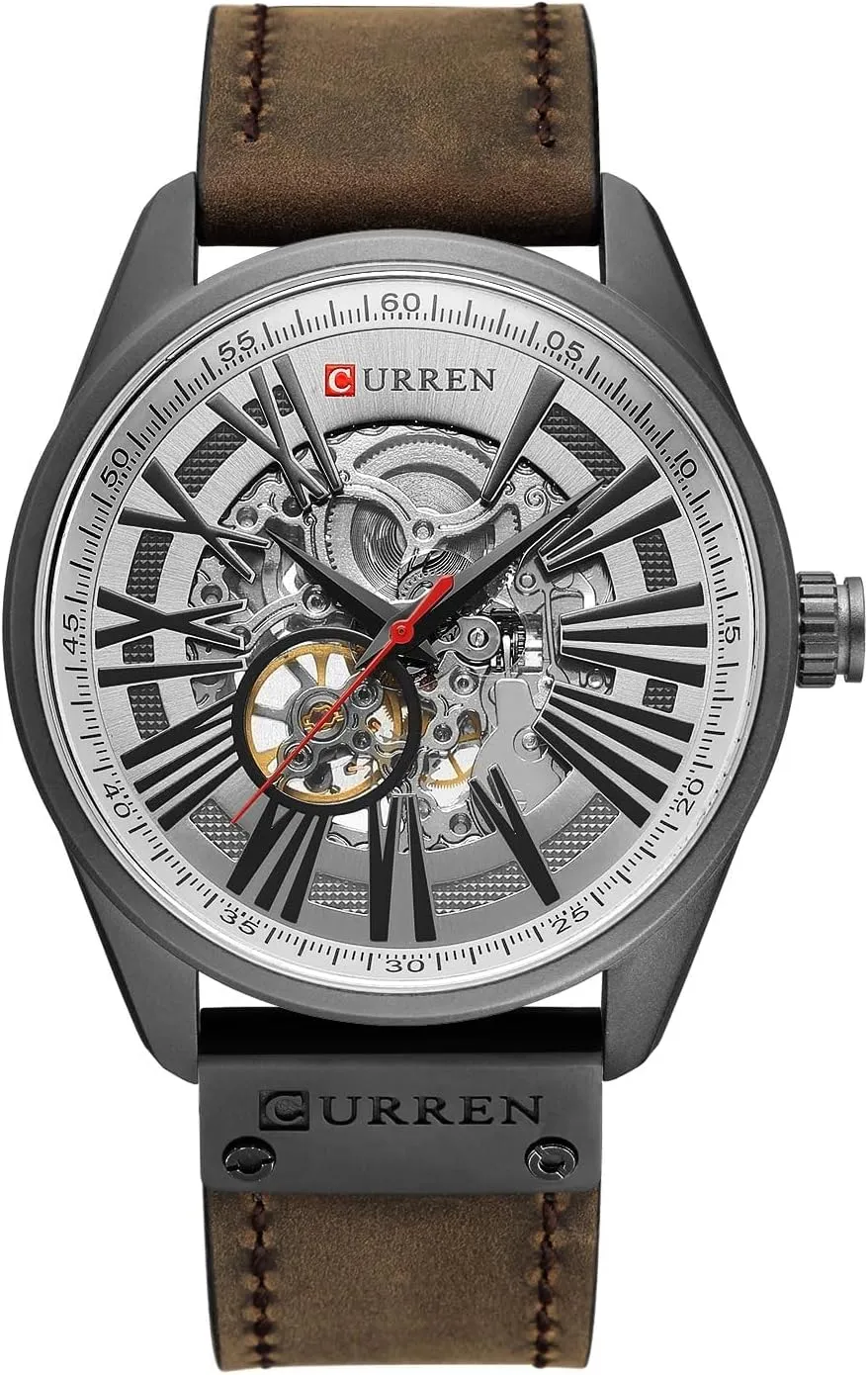 New Men's Fashion Skeleton Tourbillon Mechanical Watches Male Automatic Hollow Out Watch Leather Automatic Self-wind Sports Waterproof Clock